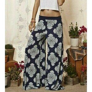 Tigerlily Blue Indigo Wide Leg Printed Pants